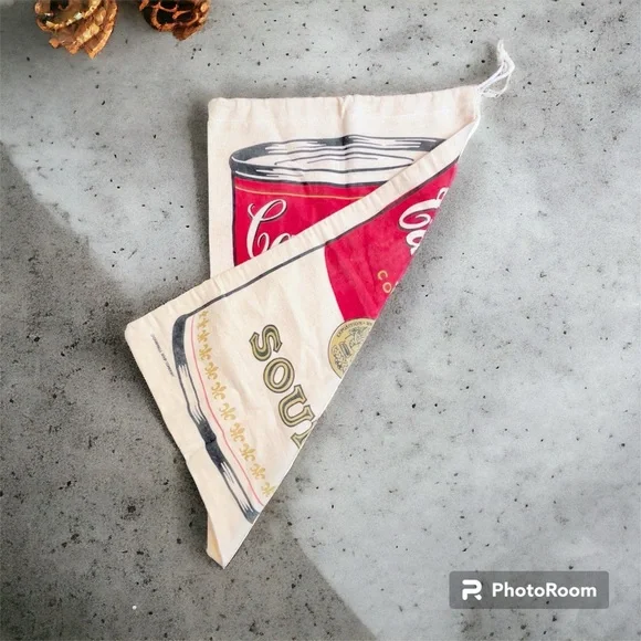 Vintage Campbell’s Soup canvas drawstring sack / Tote bag. Andy Warhol Pop Art Art